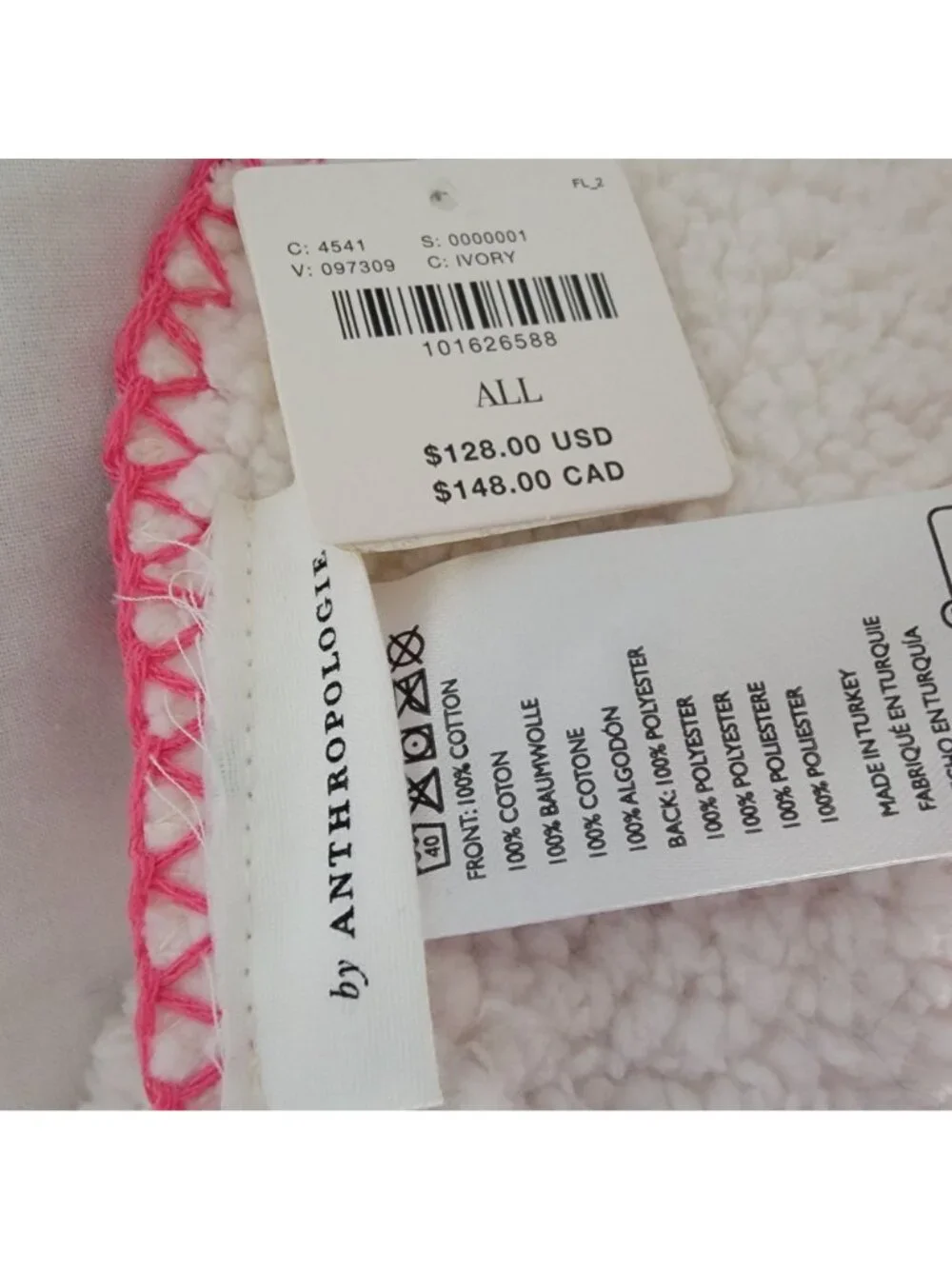 Anthropologie Gauze Cotton Sherpa Floral Printed Throw Blanket Festive Cozy Soft